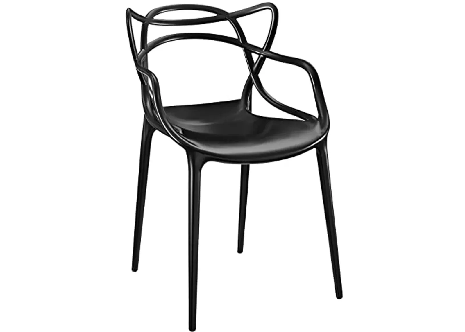 Modway Entangled Modern Molded Plastic Kitchen and Dining Room Arm Chair in Black - Fully Assembled