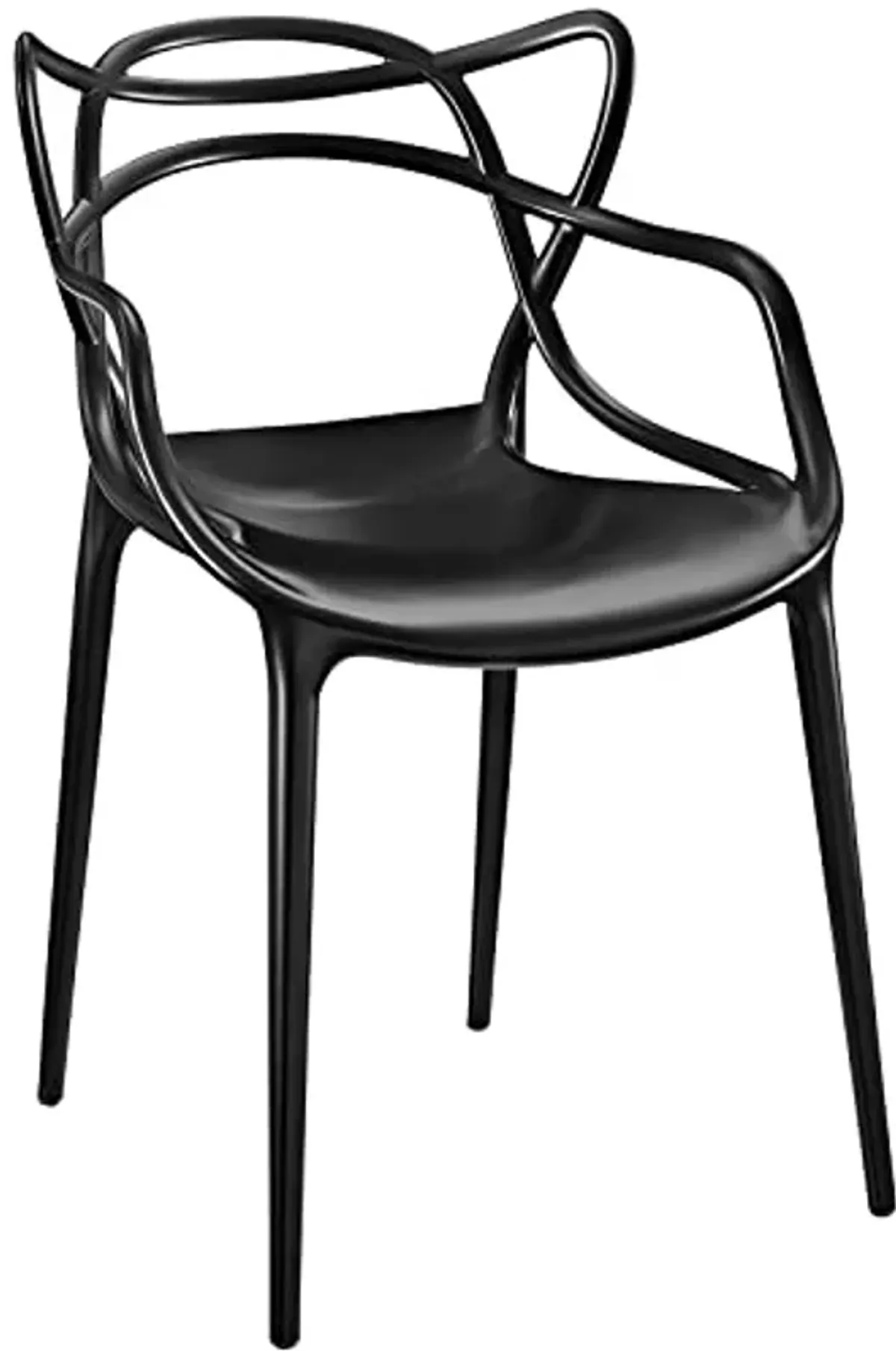 Modway Entangled Modern Molded Plastic Kitchen and Dining Room Arm Chair in Black - Fully Assembled