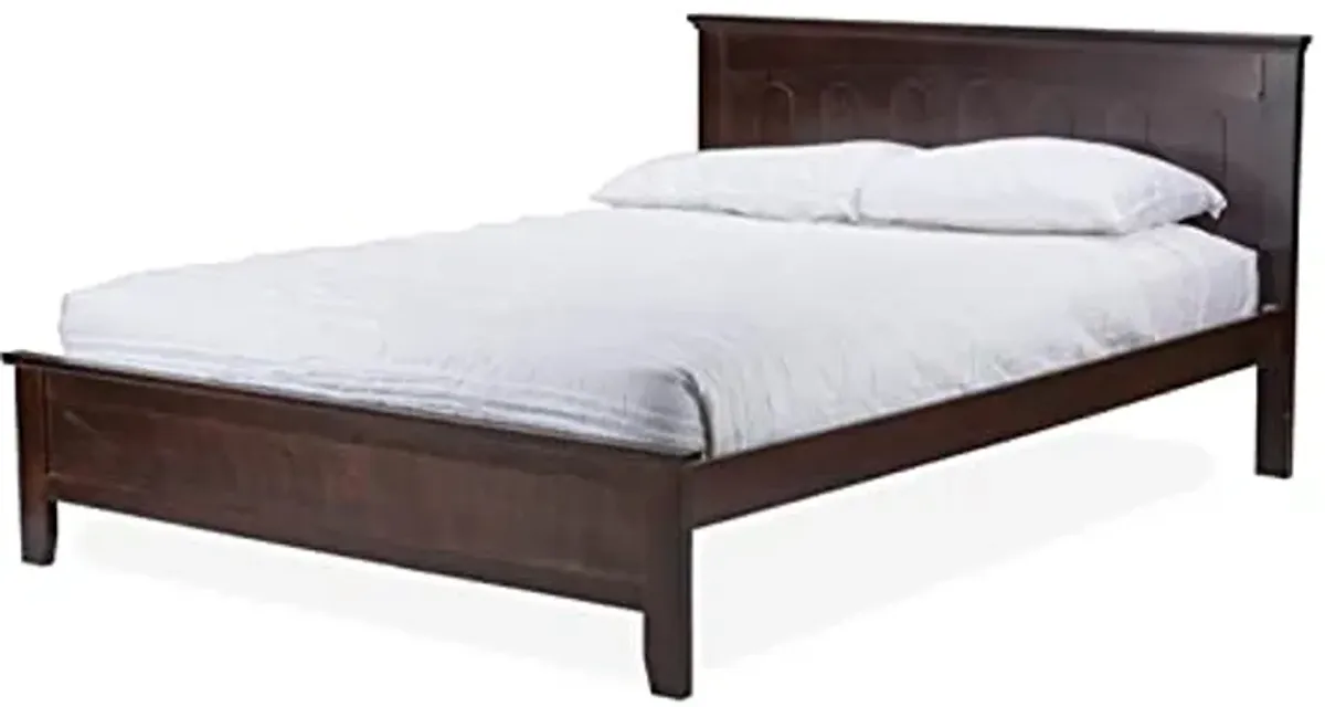 Baxton Studio Spuma Cappuccino Wood Contemporary Bed, Full, Brown