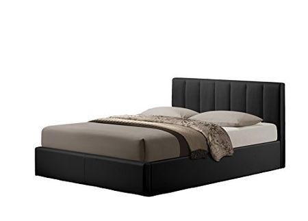 Baxton Studio Templemore Leather Contemporary Bed, Queen, Black