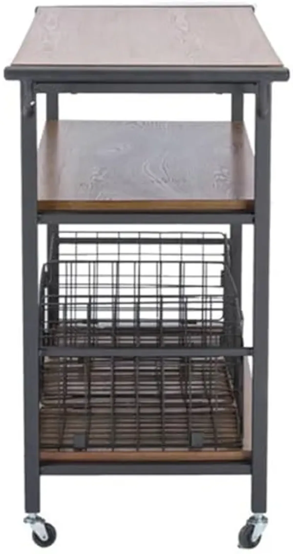 Baxton Studio Lancashire Wood and Metal Kitchen Cart, Brown