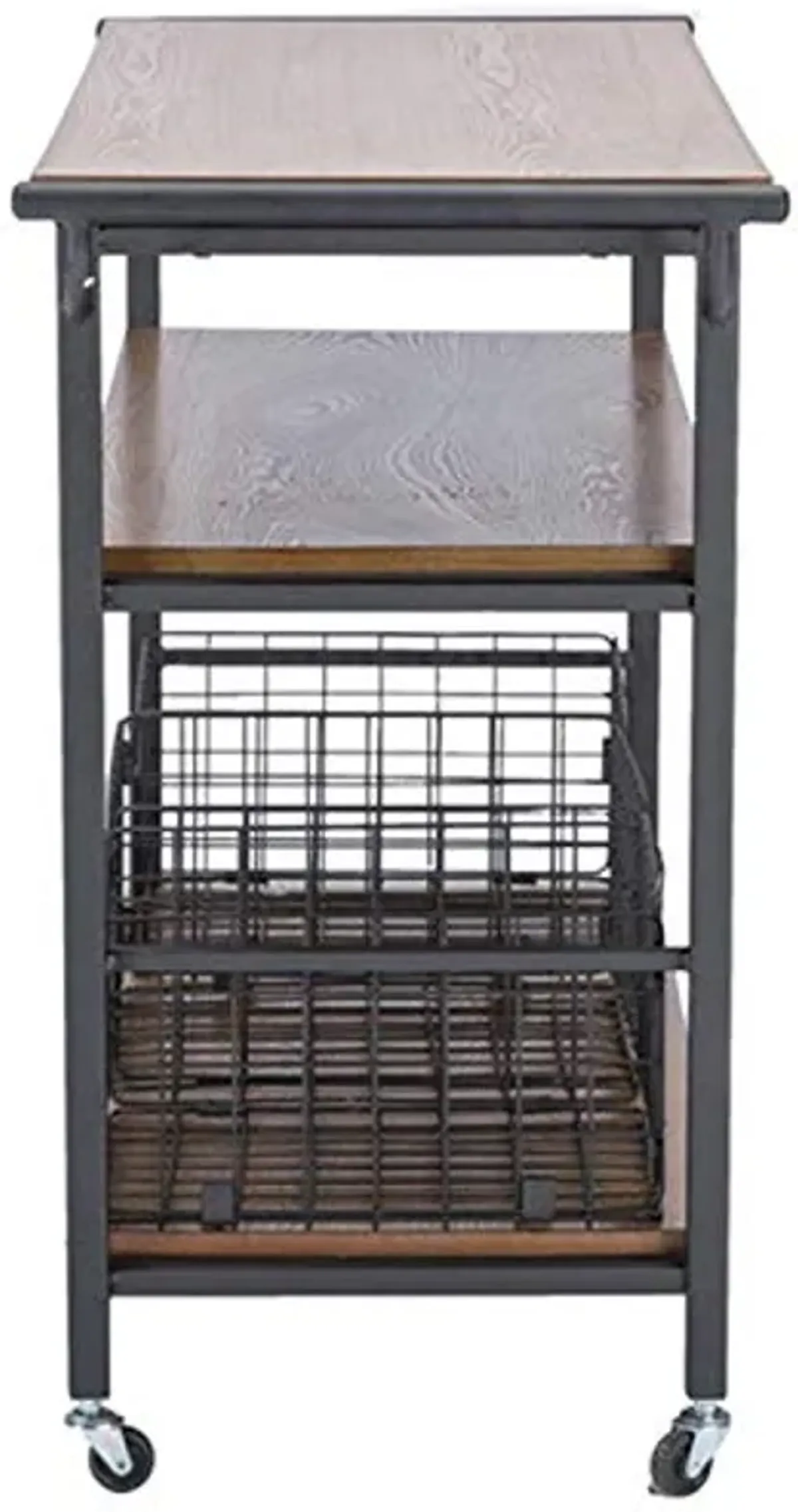 Baxton Studio Lancashire Wood and Metal Kitchen Cart, Brown