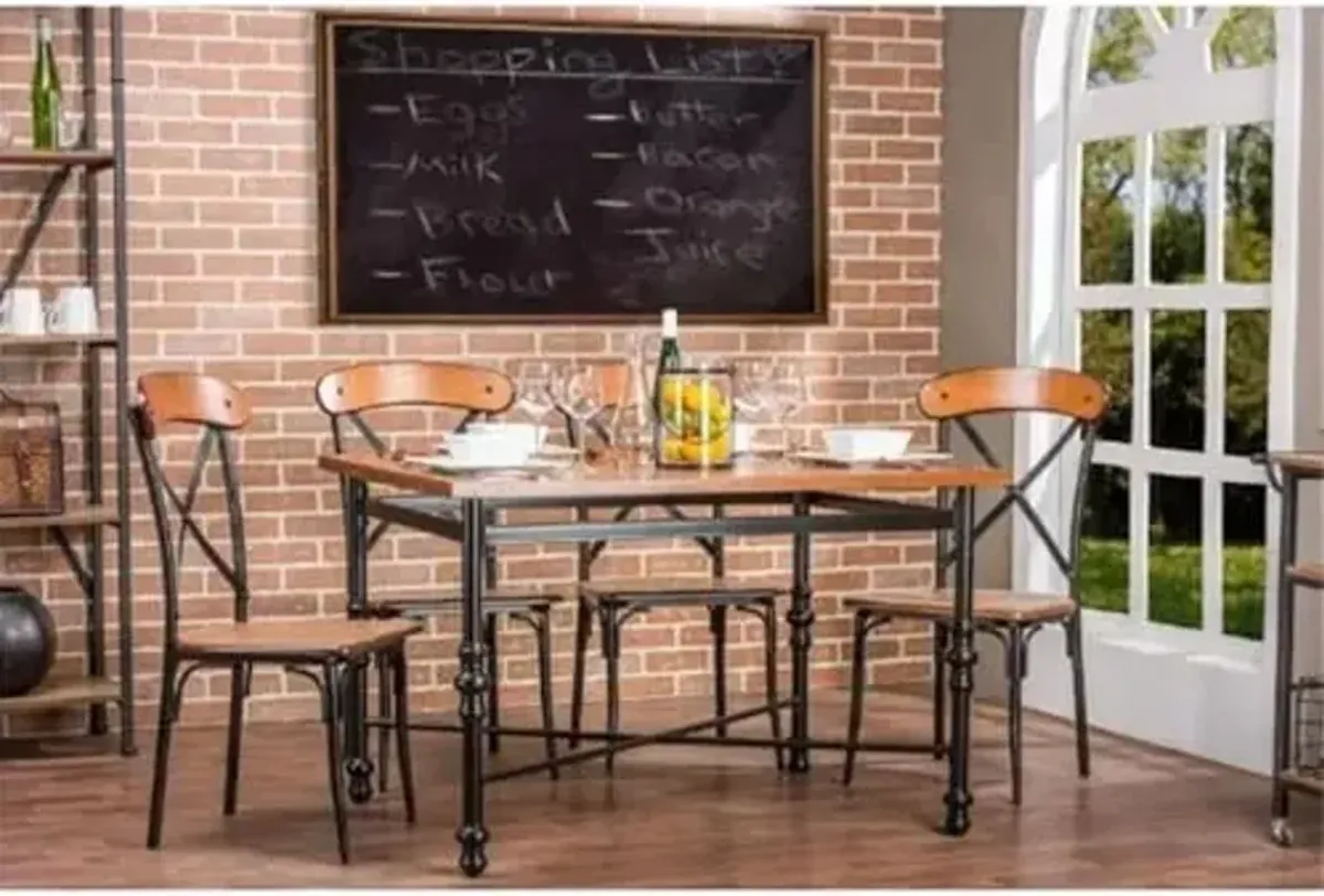 Baxton Studio Broxburn Light Brown Wood & Metal 5-Piece Dining Set