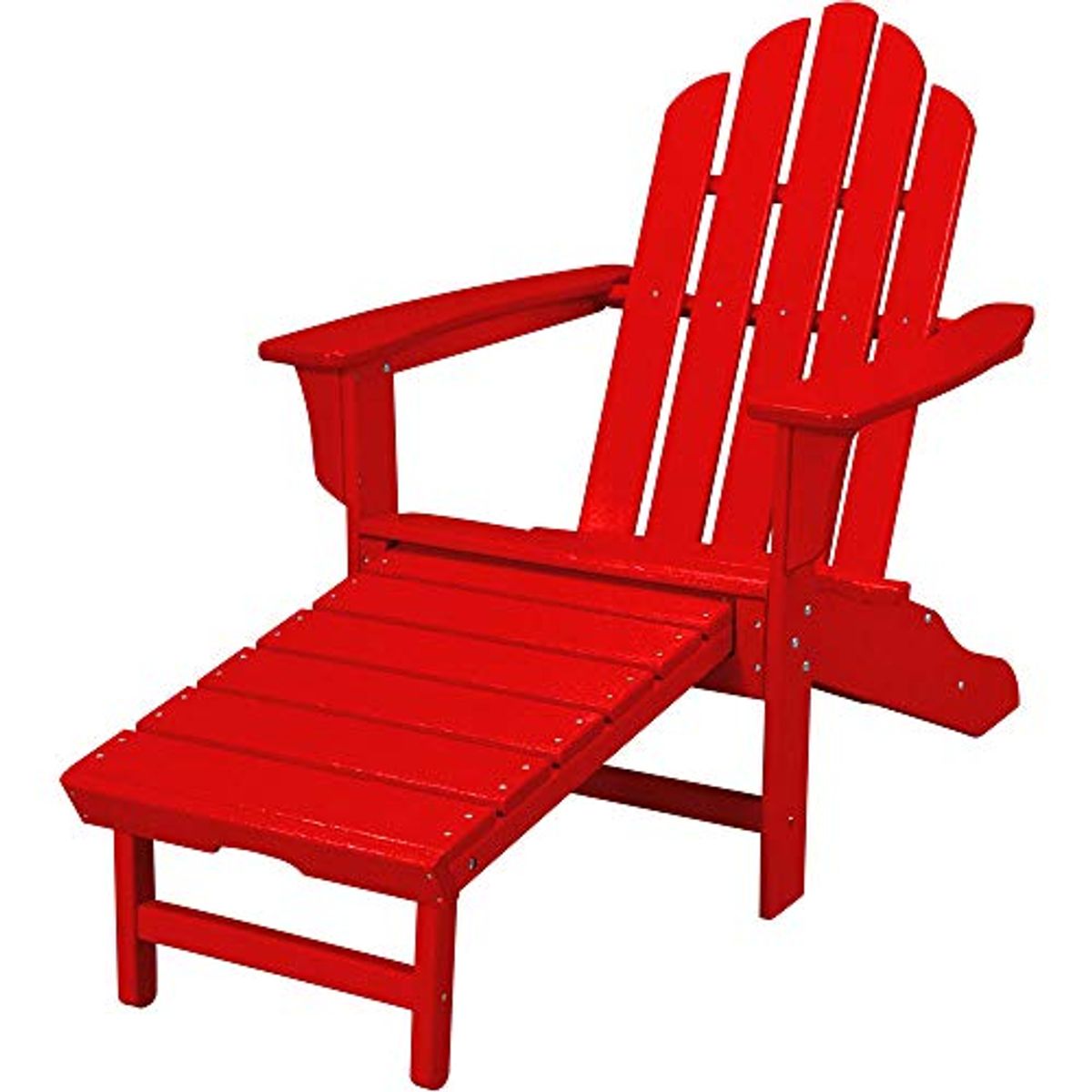 Hanover All- Weather Contoured Hideaway Ottoman-Sunset Red HVLNA15SR Outdoor Adirondack HDPE Lumber Chair