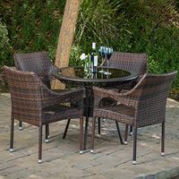 Christopher Knight Home Del Mar Outdoor Multibrown Wicker 5pc Dining Set