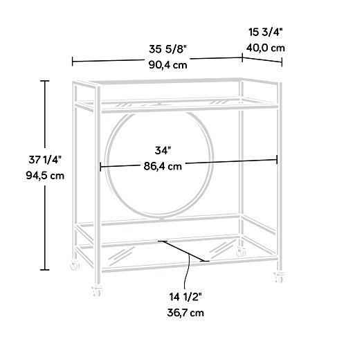 Sauder International Lux Bar Cart, Satin Gold Finish