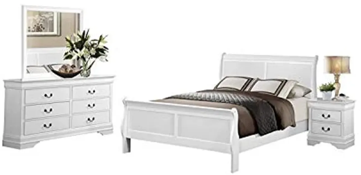 Homelegance Lexicon Mayville Traditional Wood Queen Sleigh Bed in White