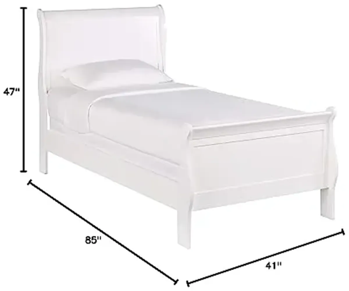 Homelegance Lexicon Mayville Traditional Wood Twin Sleigh Bed in White