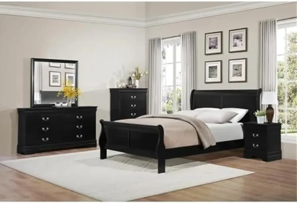 Homelegance Carell Furniture Traditional Wood Full Sleigh Bed in Black Finish