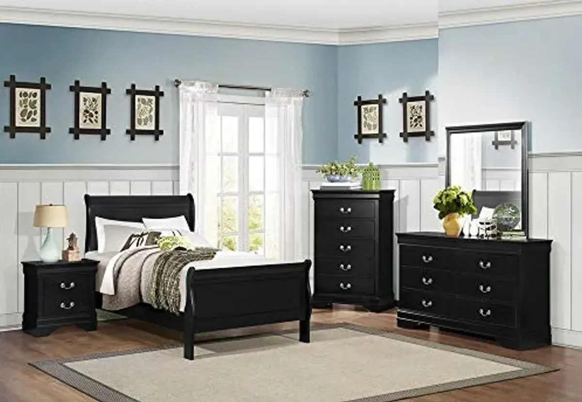 Homelegance Lexicon Mayville Traditional Wood Twin Sleigh Bed in Black