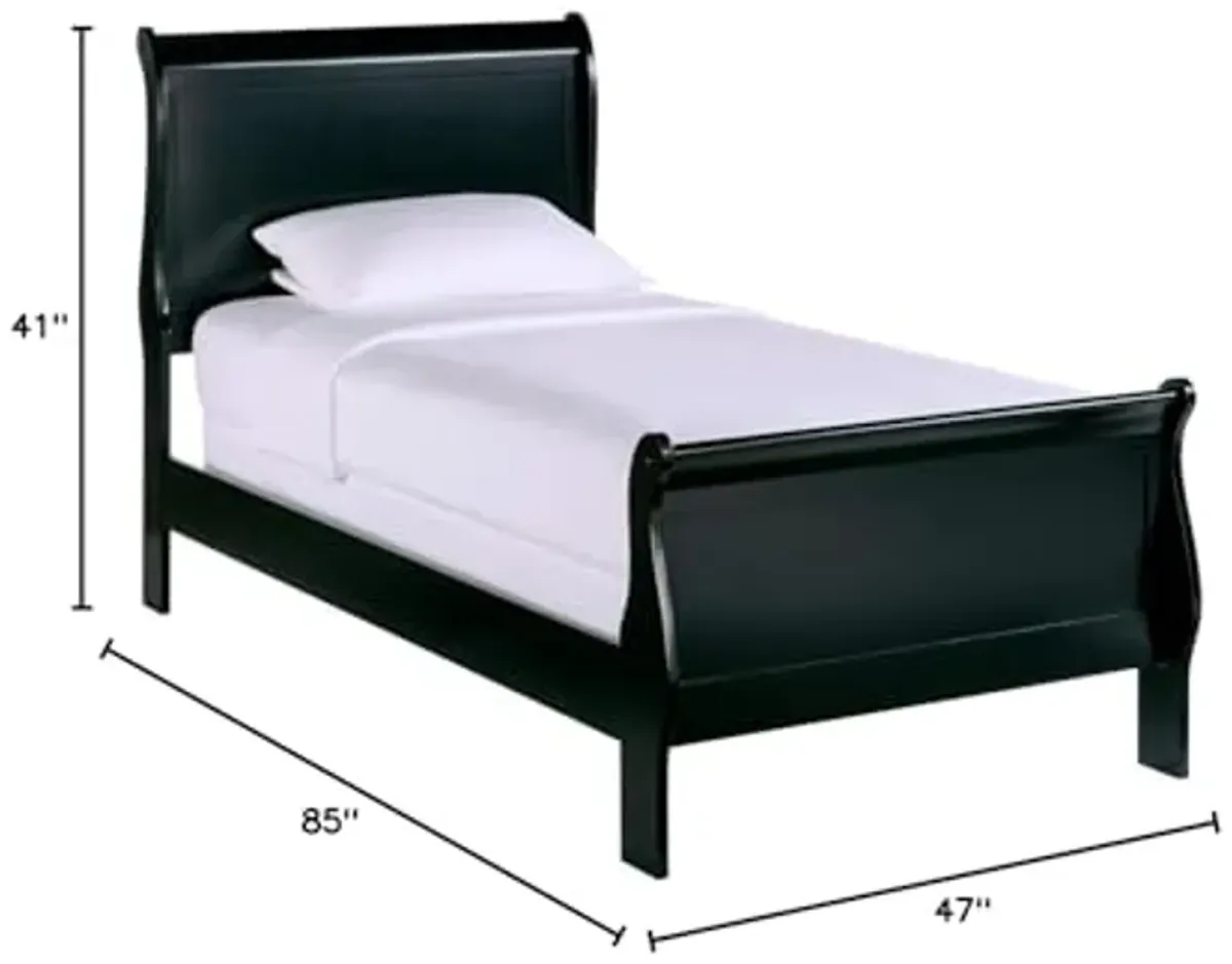 Homelegance Lexicon Mayville Traditional Wood Twin Sleigh Bed in Black