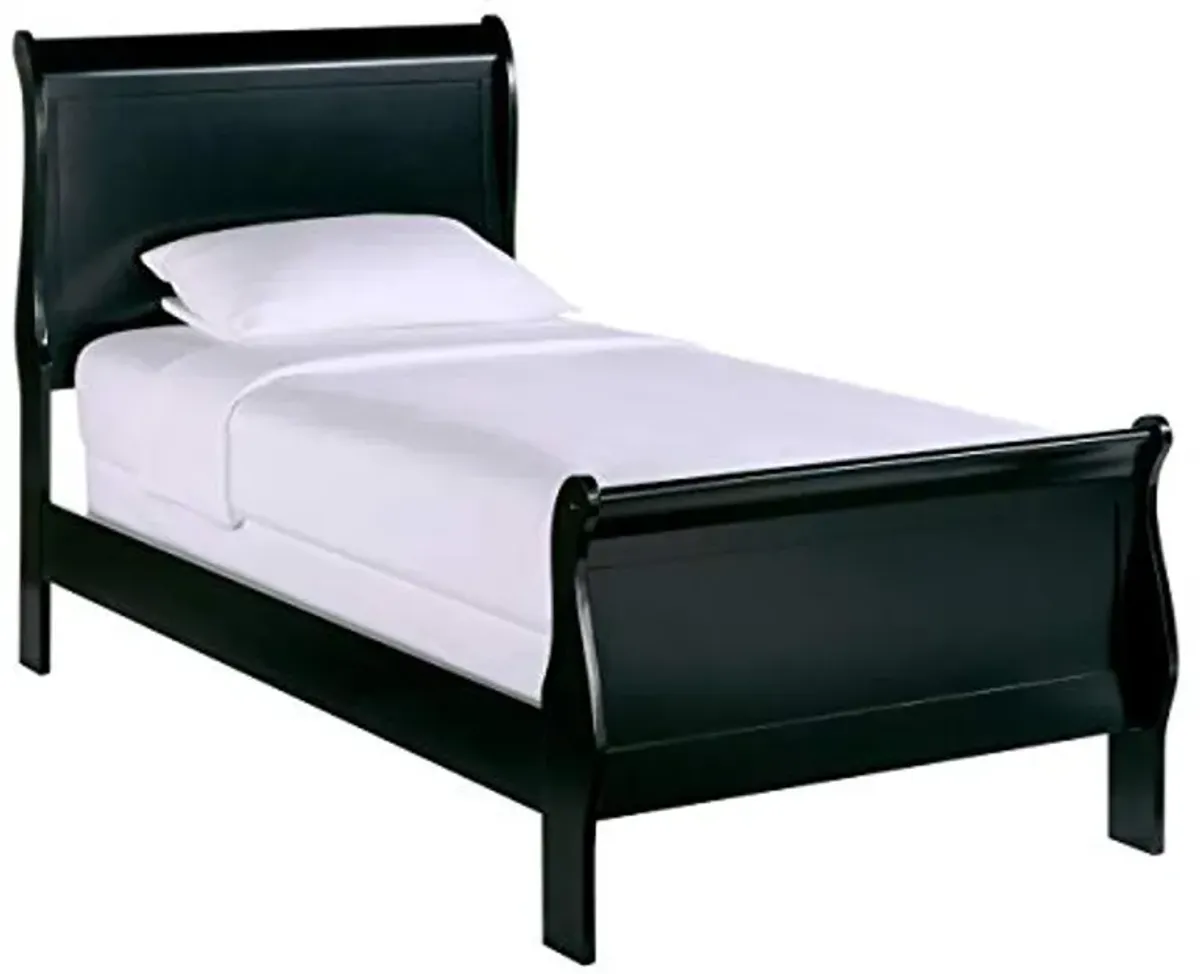 Homelegance Lexicon Mayville Traditional Wood Twin Sleigh Bed in Black