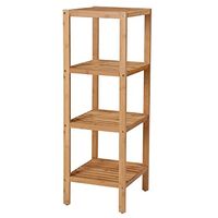 SONGMICS 4-Tier Bamboo Shelf, Narrow Bathroom Shelf, Standing Towel Rack, Corner Rack, for Kitchen, Living Room, Bedroom, Entryway, Bathroom, Natural UBCB54Y