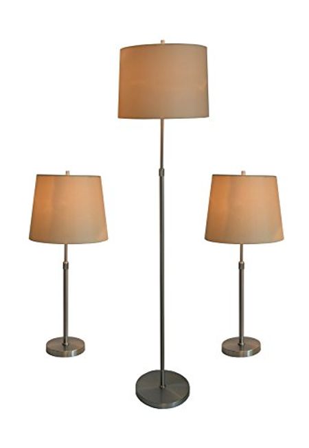 Urbanest Cooper 3-Piece Adjustable Floor & Table Lamps, Brushed Nickel