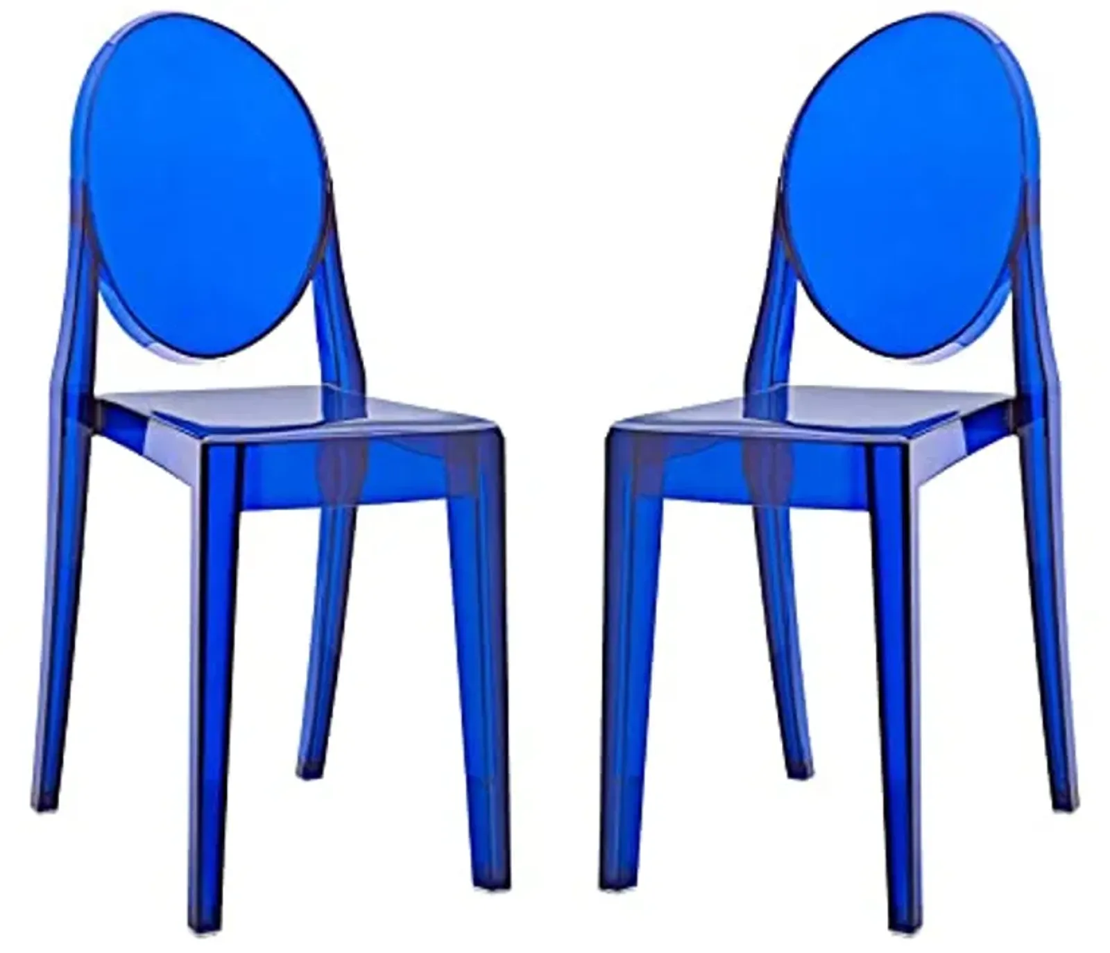 Modway Casper Modern Acrylic Stacking Two Dining Side Chairs in Blue