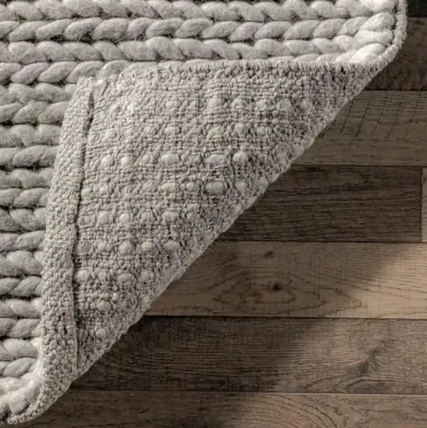 Nuloom Penelope Light Grey/Ivory, 5' x 8', Hand-Braided, Wool & Cotton, Textured and Dense, High Traffic, Stain Resistant, Easy Clean, Durable Area Rug for Bedroom, Living Room, Dining, Entryway