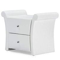 Baxton Studio Victoria Faux Leather Upholstered Modern Nightstand, Large, White
