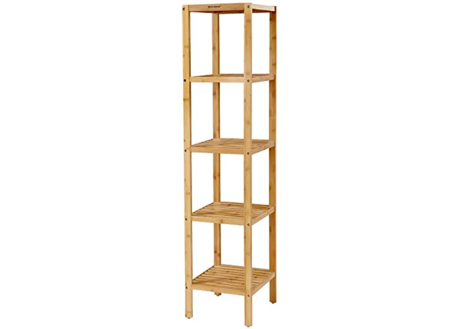 SONGMICS 5-Tier Bamboo Bathroom Shelf, Narrow Shelving Unit, Multifunctional Storage Rack, Corner Rack, for Kitchen, Living Room, Bedroom, Entryway, Bathroom, Natural UBCB55Y