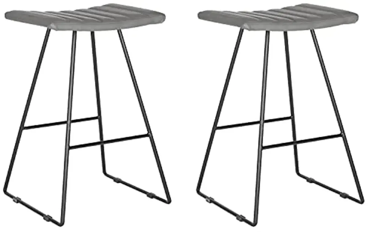 Safavieh Home Collection Akito Mid-Century Modern Grey 26-inch Counter Stool (Set of 2)