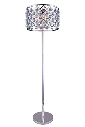 Elegant Lighting Madison Collection 1204FL20PN/RC 4-Light Floor Lamp with Royal Cut Crystals, Polished Nickel Finish