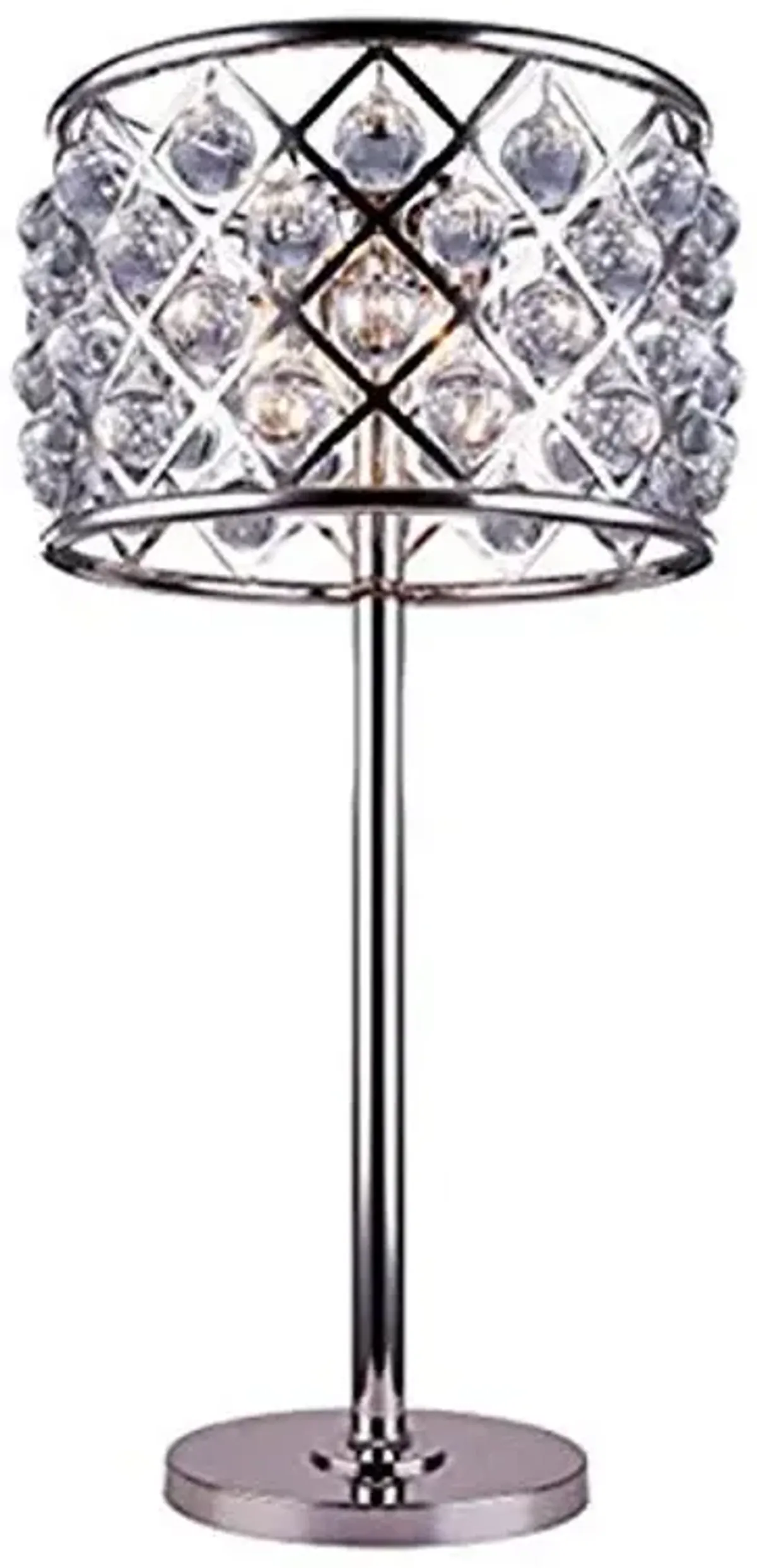 Elegant Lighting Madison Collection 1204TL15PN/RC 3-Light Table Lamp with Royal Cut Crystals, Polished Nickel Finish
