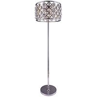 Elegant Lighting Madison Collection 4-Light Floor Lamp with Royal Cut Golden Teak Crystals, Polished Nickel Finish
