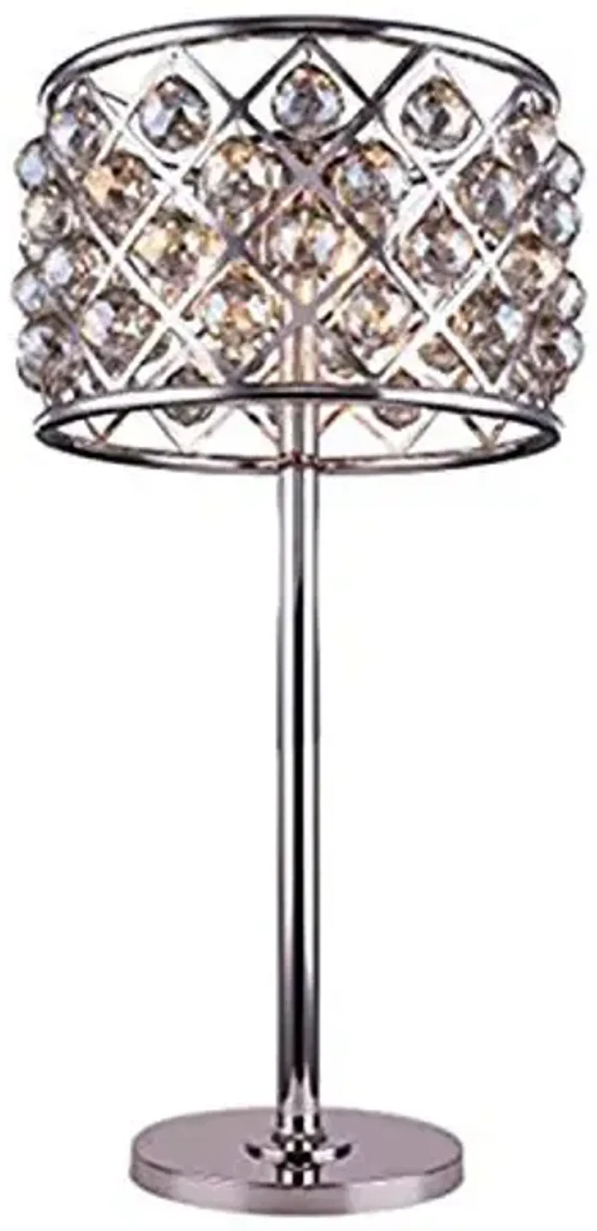 Elegant Lighting Madison Collection 3-Light Table Lamp with Royal Cut Golden Teak Crystals, Polished Nickel Finish