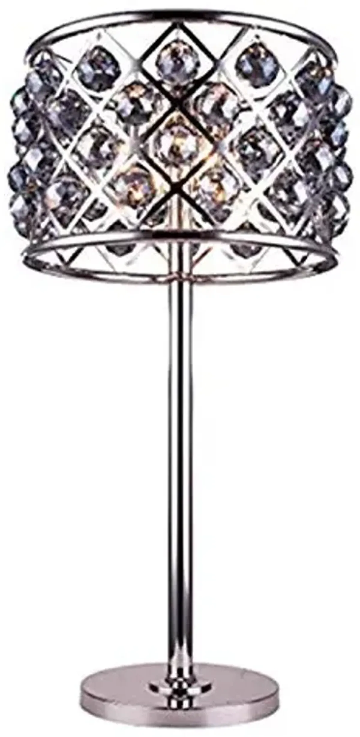 Elegant Lighting Madison Collection 3-Light Table Lamp with Royal Cut Silver Shade Crystals, Polished Nickel Finish