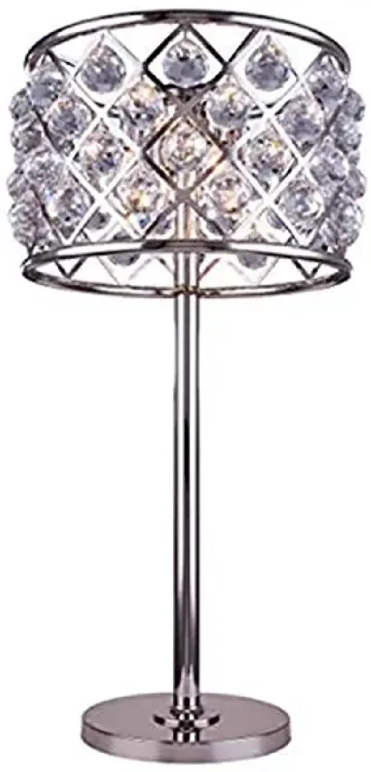 Elegant Lighting Madison Collection 1206TL15PN/RC 3-Light Table Lamp with Royal Cut Crystals, Polished Nickel Finish