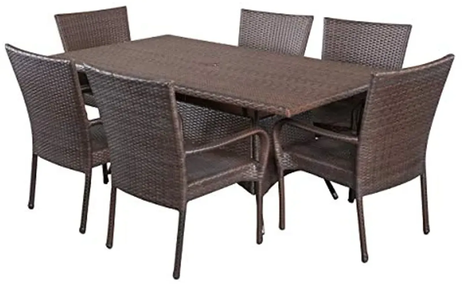 Christopher Knight Home Dunham Outdoor Wicker Dining Set, 7-Pcs Set, Multibrown