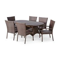 Christopher Knight Home Blakely Outdoor Wicker Dining Set, 7-Pcs Set, Multibrown