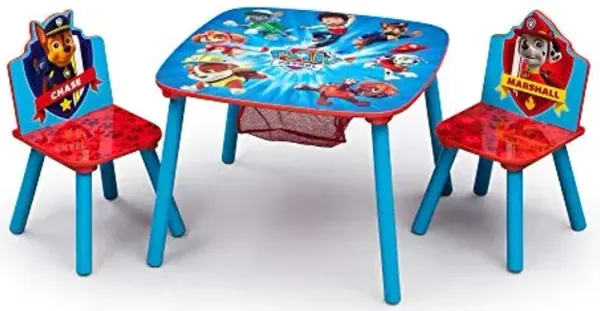 Delta Children Kids Table and Chair Set With Storage (2 Chairs Included) - Ideal for Arts & Crafts, Snack Time, Homeschooling, Homework & More, Nick Jr. PAW Patrol