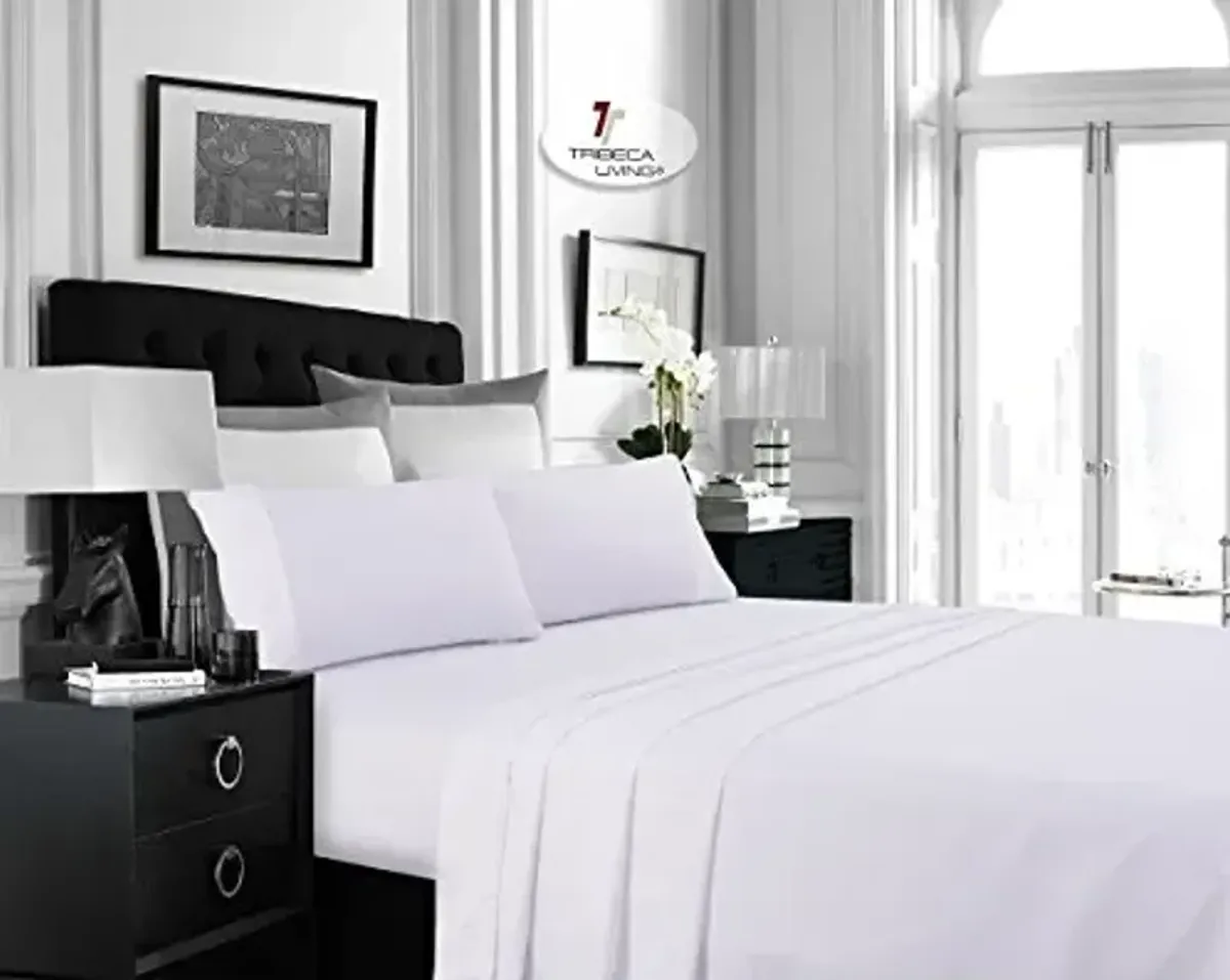 Tribeca Living 110-GSM Brushed Microfiber Sheet Set - Extra Deep Pocket Fits Mattresses up to 21 Inches - Ultra Soft Cooling and Fade Resistant - Twin, White