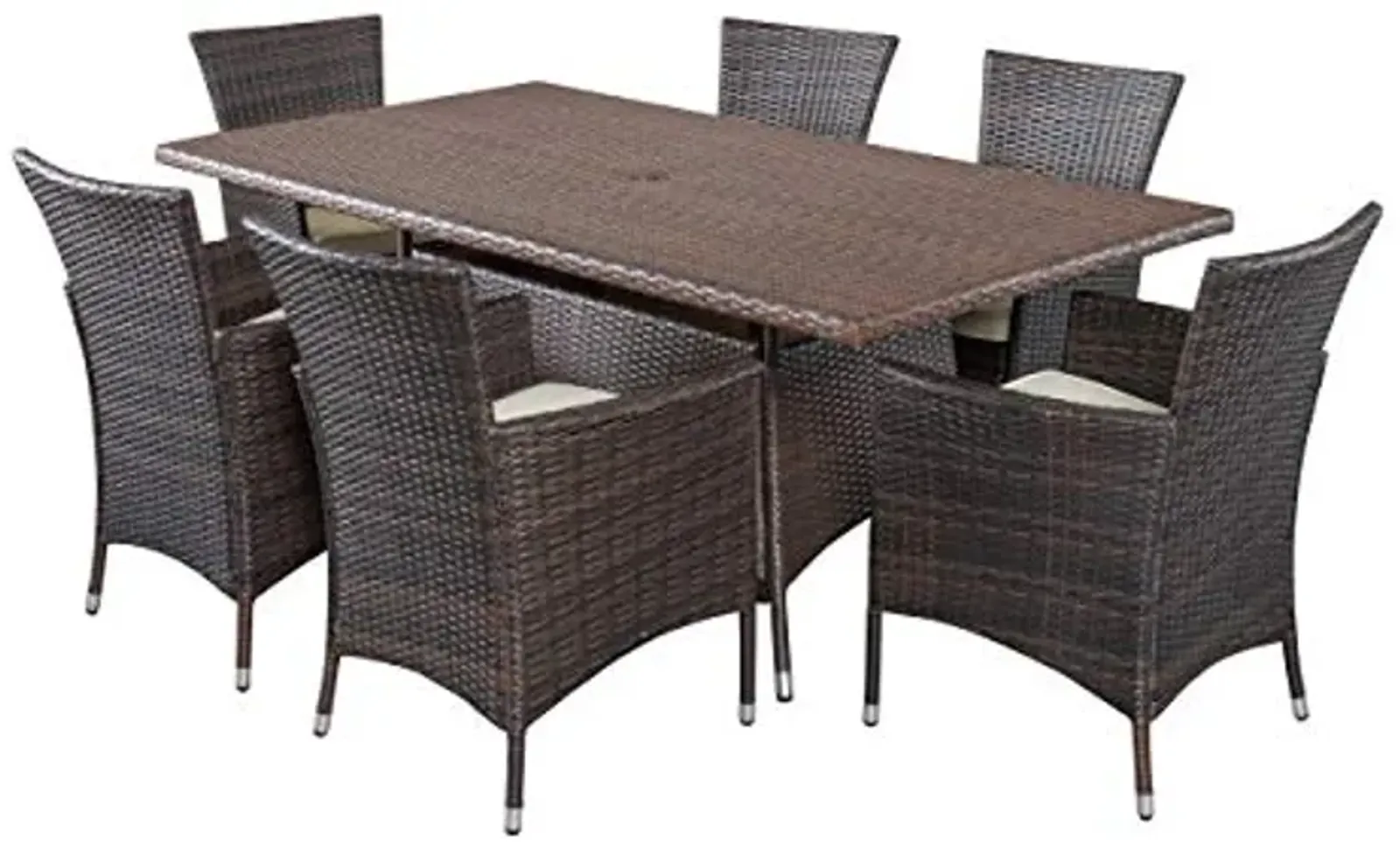 Christopher Knight Home Jennifer Outdoor Wicker Dining Set, 7-Pcs Set, Multibrown