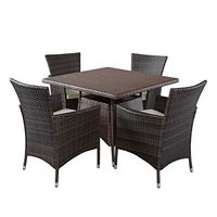 Christopher Knight Home Danielle Outdoor Wicker Square Dining Set, 5-Pcs Set, Multibrown