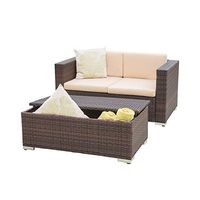 Christopher Knight Home Florence Outdoor Aluminum Chat Set with Cushions, 2-Pcs Set, Brown