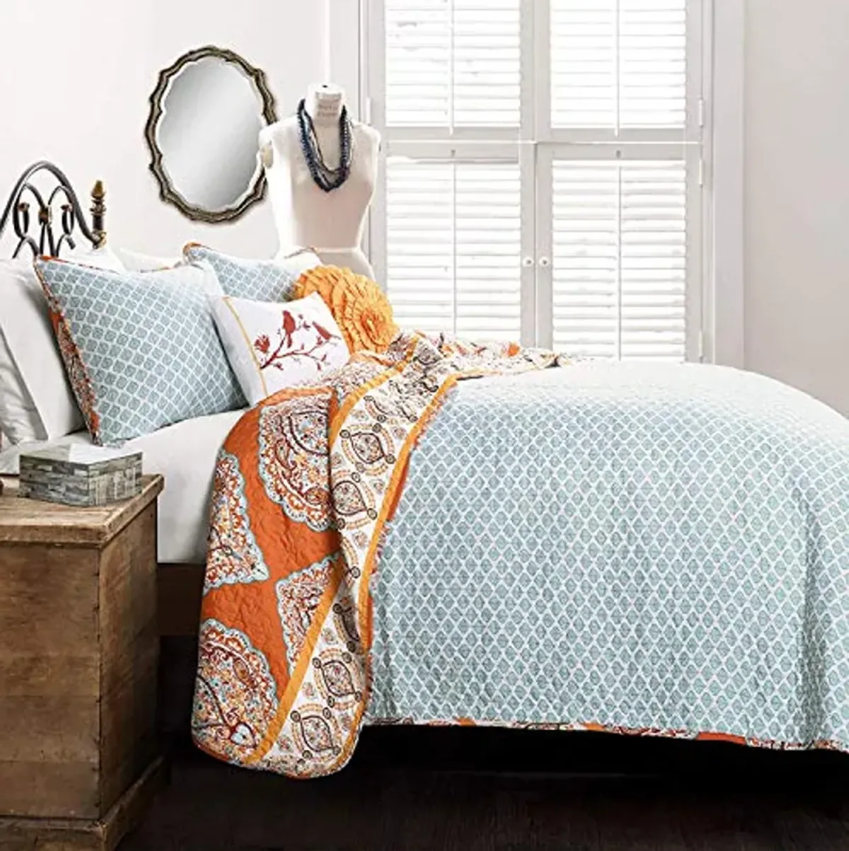 Lush Décor Lush Decor 5 Piece Harley Quilt Set, Full/Queen, Tangerine