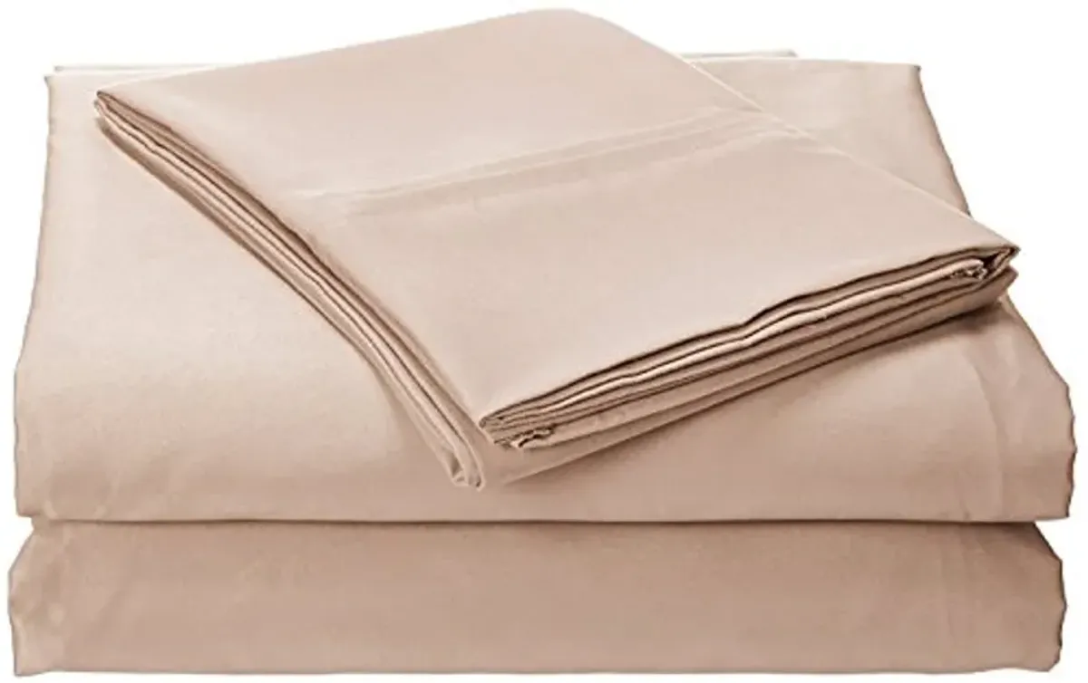 Tribeca Living Solid Deep Pocket Sheet Set, Twin, Cashmere