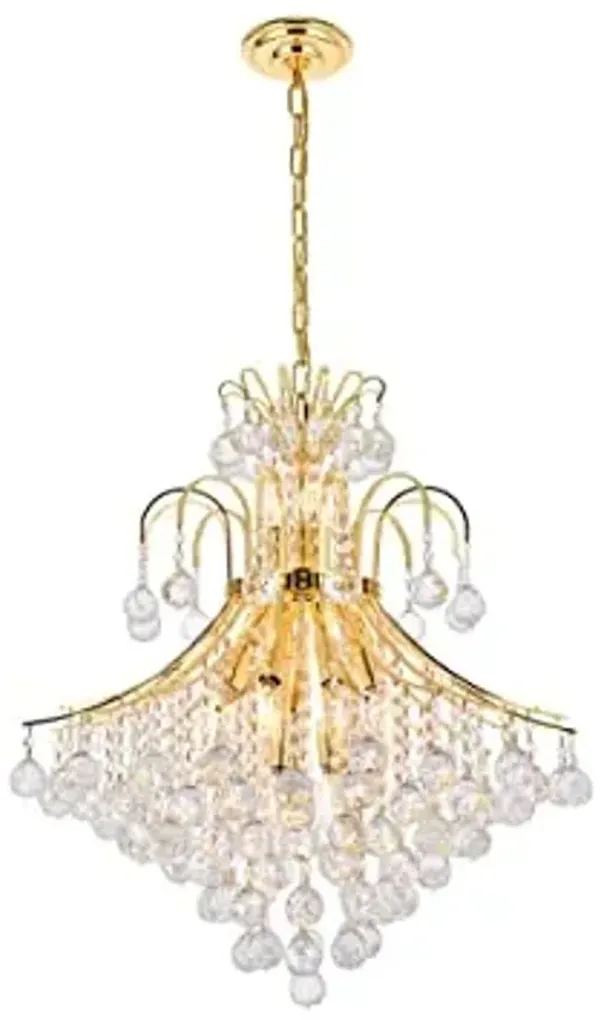 Elegant Lighting 8003D25C/RC Royal Cut Clear Crystal Toureg 15-Light, Two-Tier Crystal Chandelier, 25" x 31", Finished in Chrome with Clear Crystals
