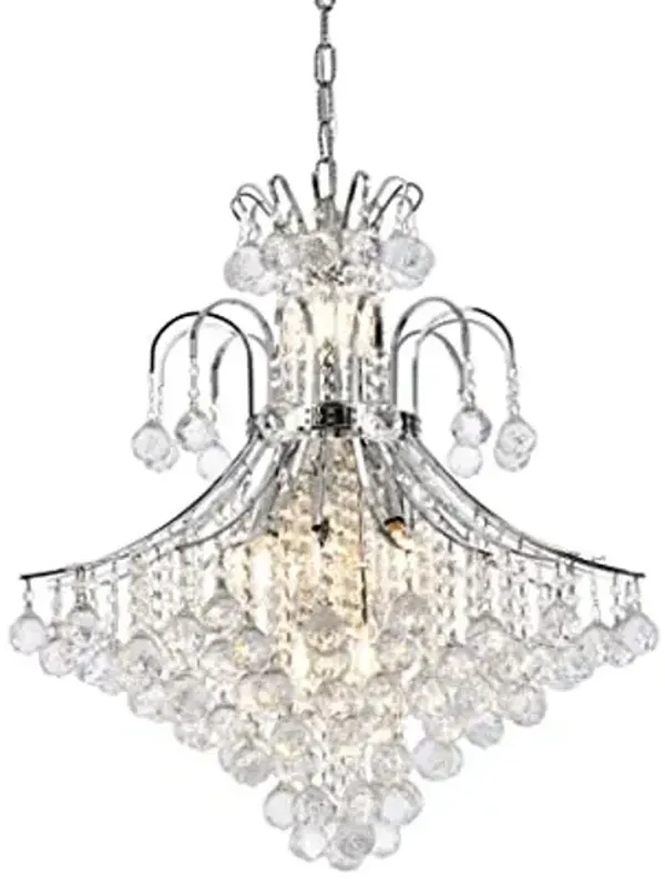 Elegant Lighting 8003D25C/RC Royal Cut Clear Crystal Toureg 15-Light, Two-Tier Crystal Chandelier, 25" x 31", Finished in Chrome with Clear Crystals
