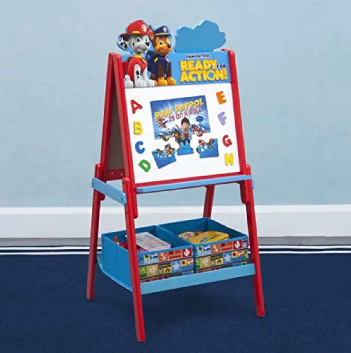 Delta Children Wooden Double-Sided Kids Easel with Storage -Ideal for Arts & Crafts, Homeschooling and More - Greenguard Gold Certified, Nick Jr. PAW Patrol