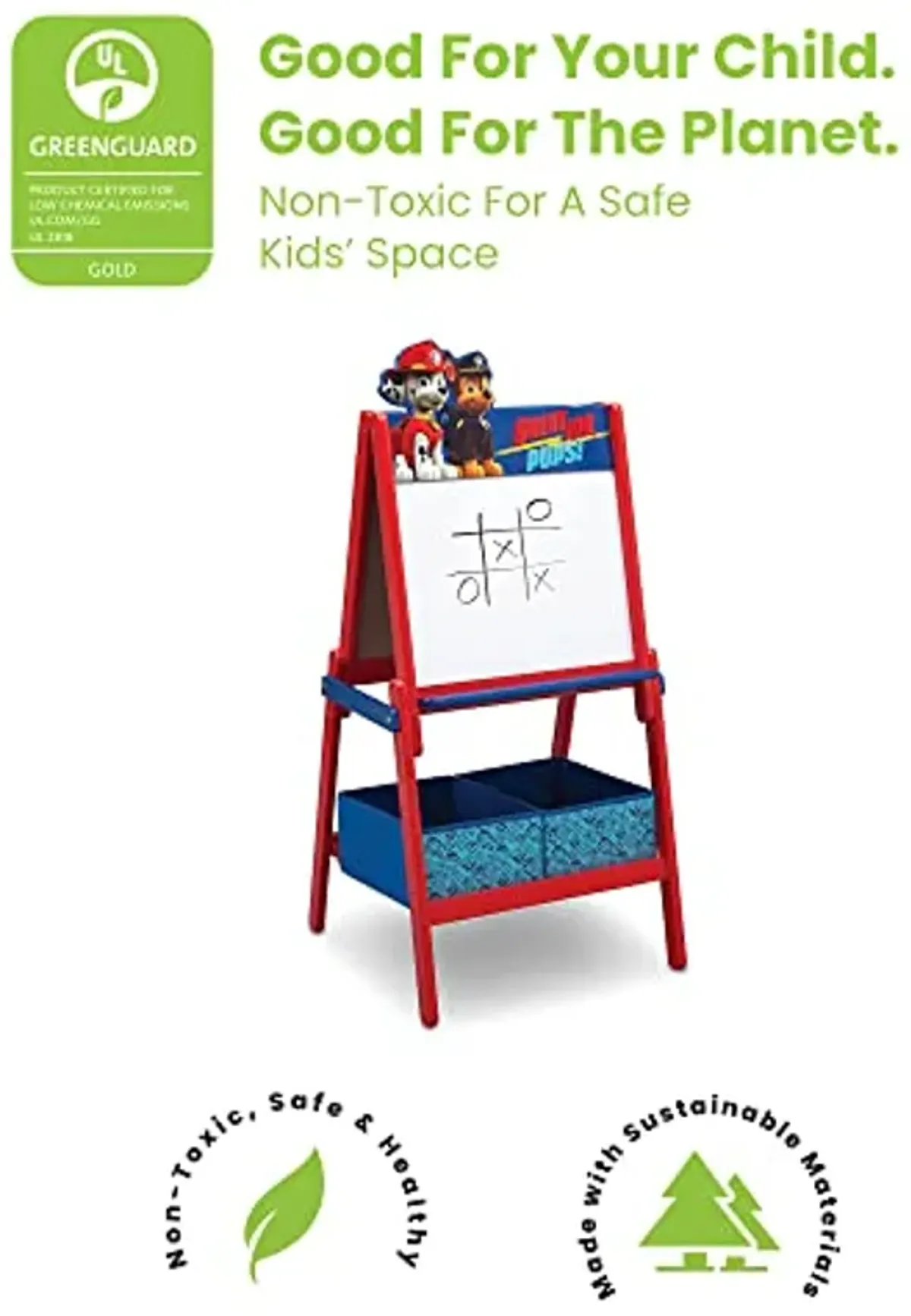 Delta Children Wooden Double-Sided Kids Easel with Storage -Ideal for Arts & Crafts, Homeschooling and More - Greenguard Gold Certified, Nick Jr. PAW Patrol