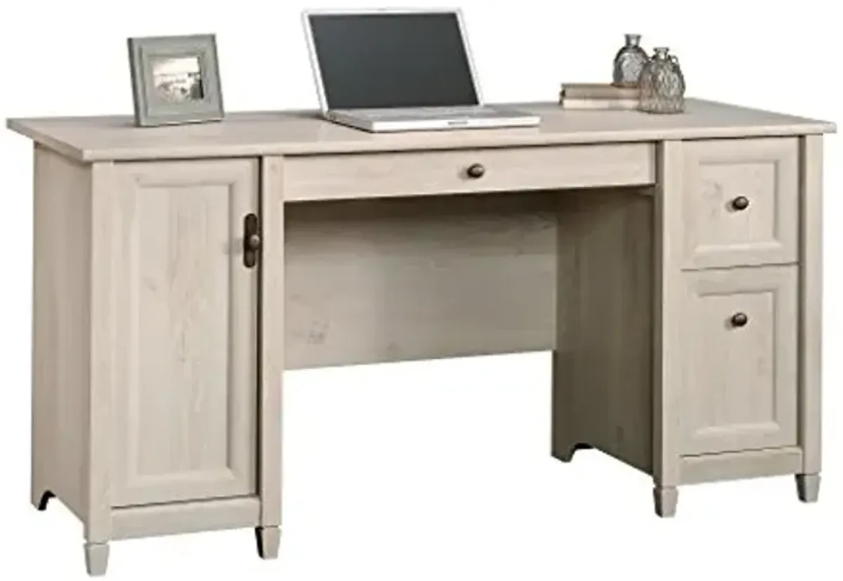 Sauder Edge Water Computer Desk with Storage Drawers, Home Office Desk, in Chalked Chestnut finish