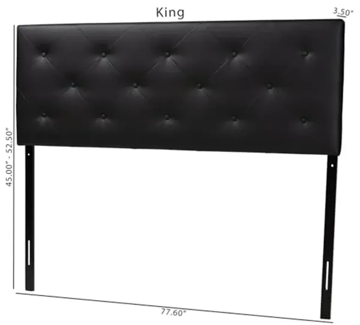 Baxton Studio Baltimore Modern and Contemporary King Black Faux Leather Upholstered Headboard