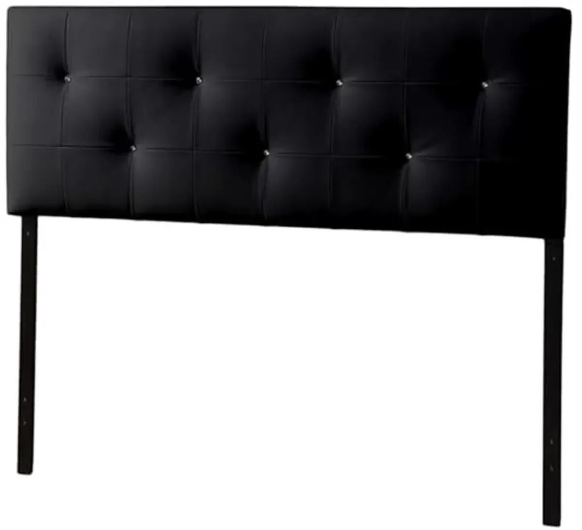 Baxton Studio Dalini Modern and Contemporary King Black Faux Leather Headboard with Faux Crystal Buttons