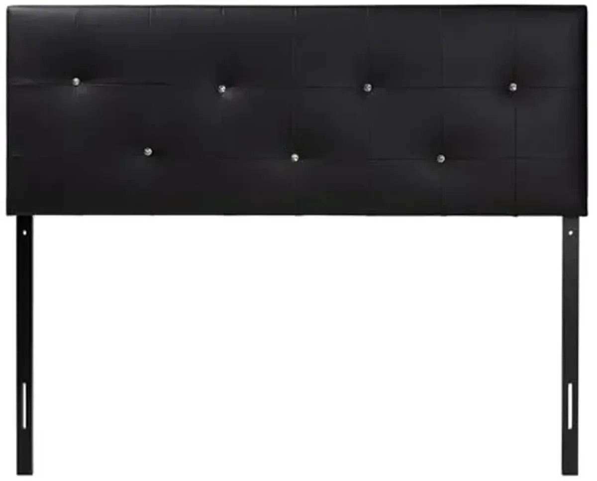 Baxton Studio Dalini Modern and Contemporary King Black Faux Leather Headboard with Faux Crystal Buttons