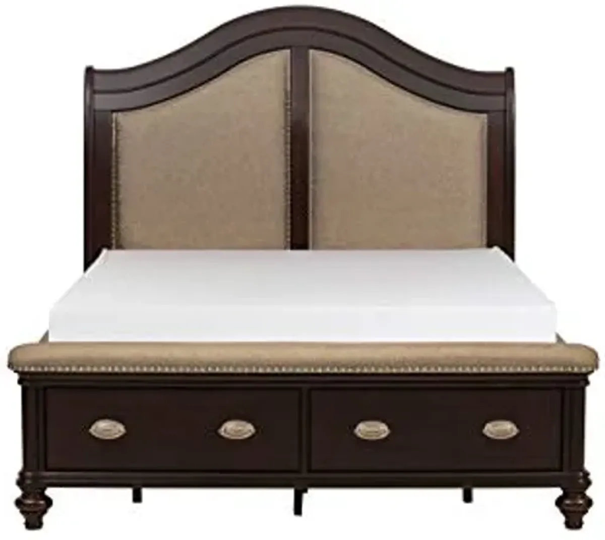 Marston Dark Cherry/Neutral Wood Queen Storage Bed by Homelegance