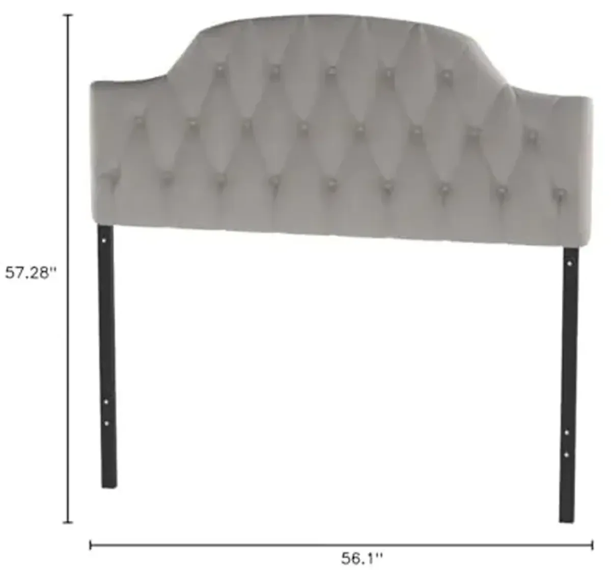 Wholesale Interiors Baxton Studio Morris Modern and Contemporary Fabric Upholstered Button-Tufted Scalloped Headboard, Full, Light Beige