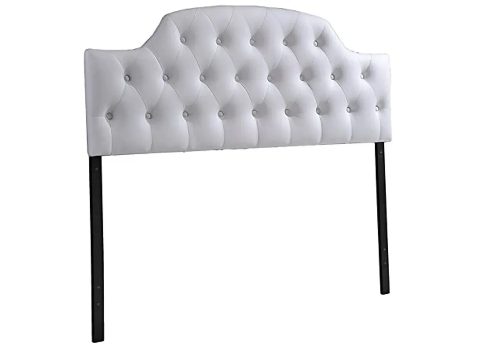 Baxton Studio Morris Modern and Contemporary Queen Size White Faux Leather Upholstered Button-Tufted Scalloped Headboard