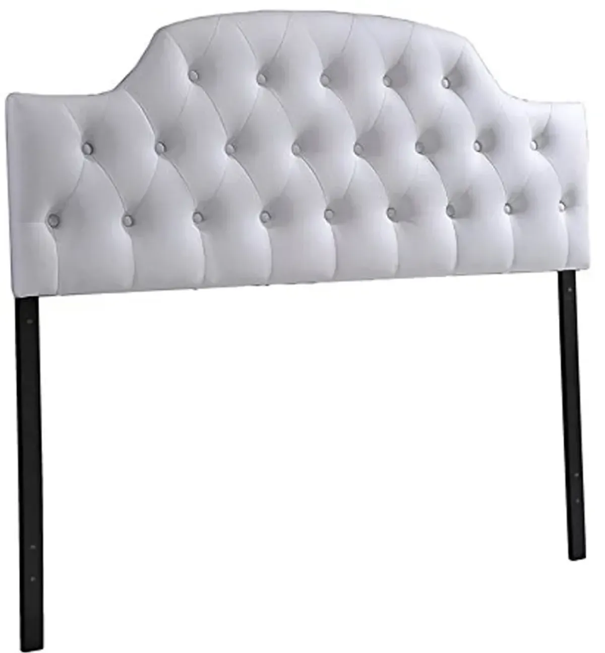 Baxton Studio Morris Modern and Contemporary Queen Size White Faux Leather Upholstered Button-Tufted Scalloped Headboard